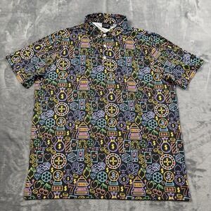 Sunday Swagger Shirt Mens XL Black Neon The Gambler Casino Performance Golf Polo